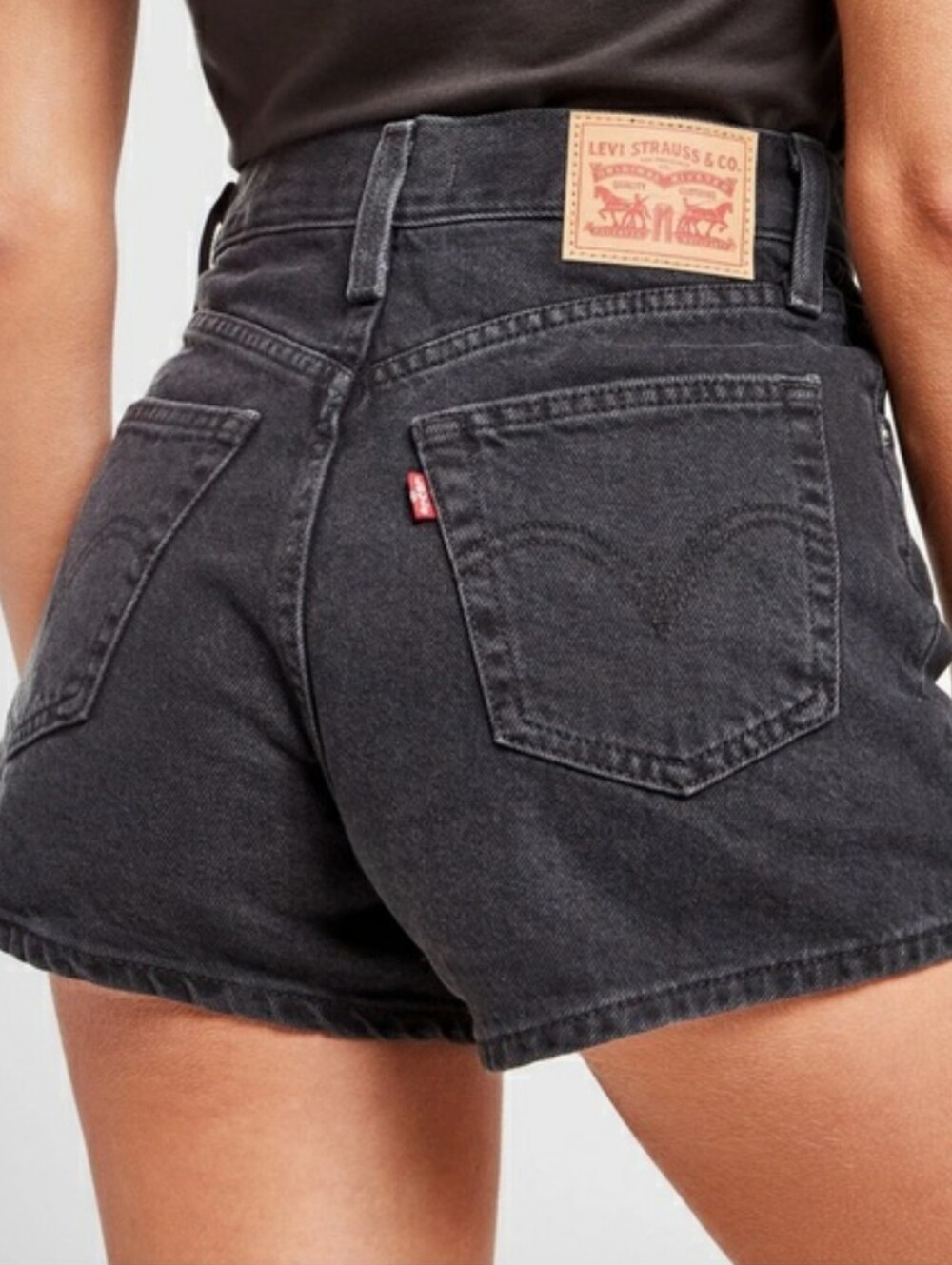 Levis High Waisted Black Denim Shorts
